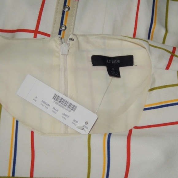 J. Crew Belted Cotton Check Floral Border Print Picnic Preppy Dress Nwt 8 - Picture 4 of 8